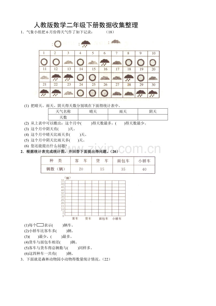 人教版小学二年级下册数学单元测试题-全套WORD版.doc_第1页