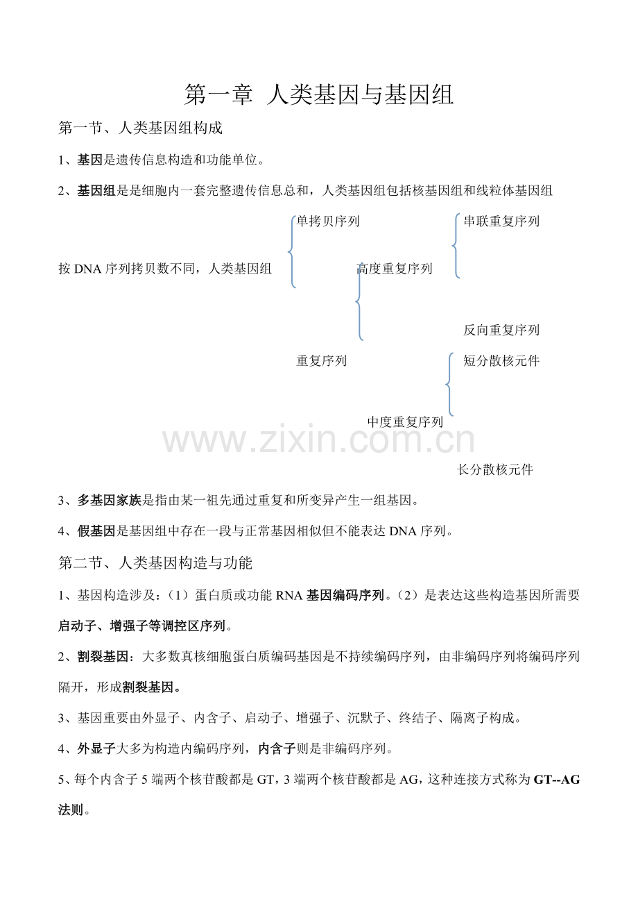 2021年医学遗传学重点归纳.doc_第1页