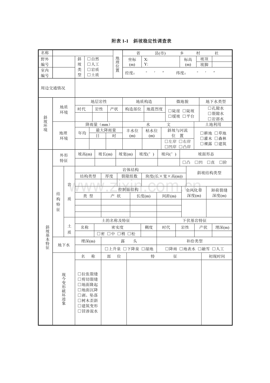 地质灾害野外调查表.doc_第1页
