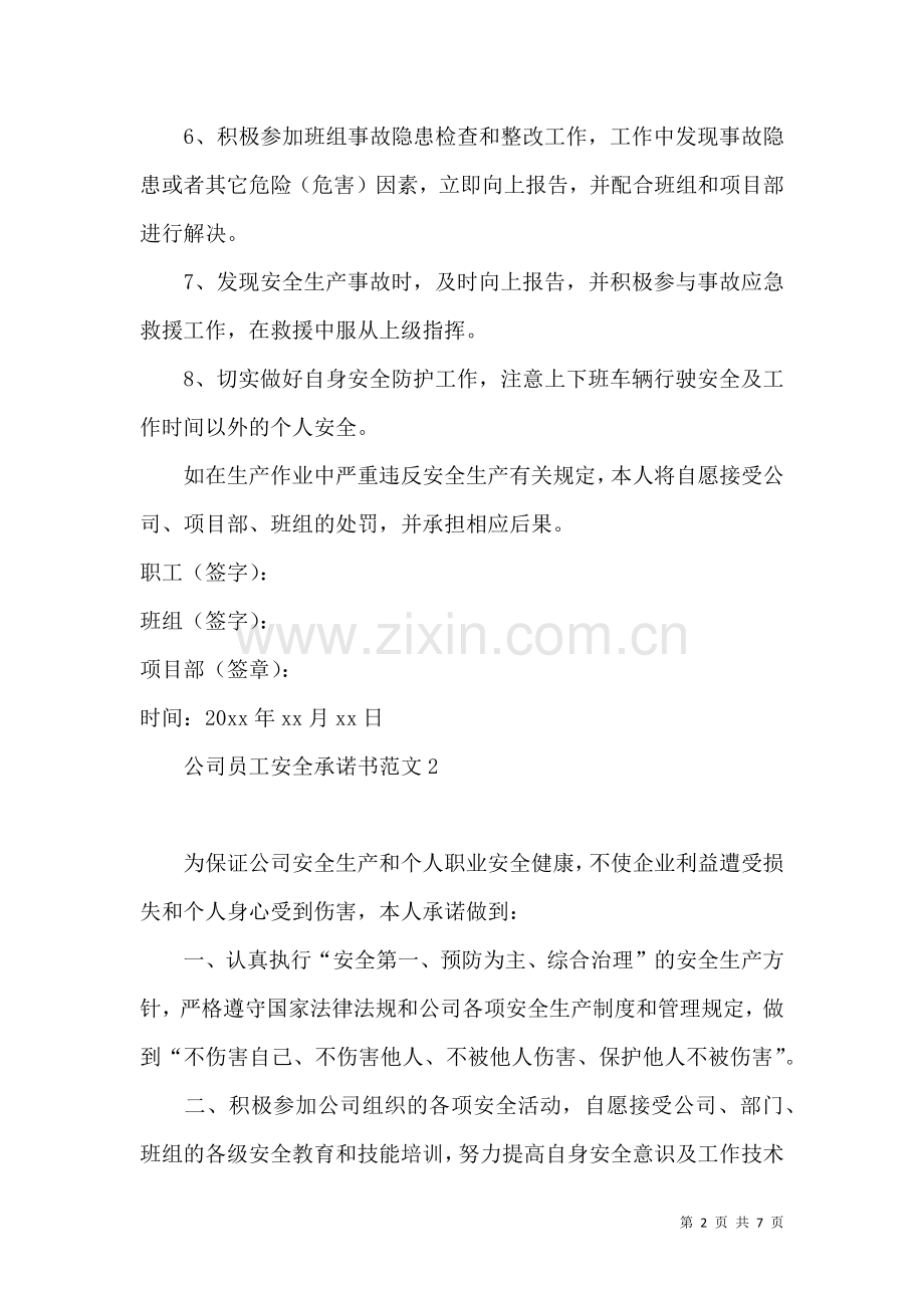 公司员工安全承诺书范文.docx_第2页