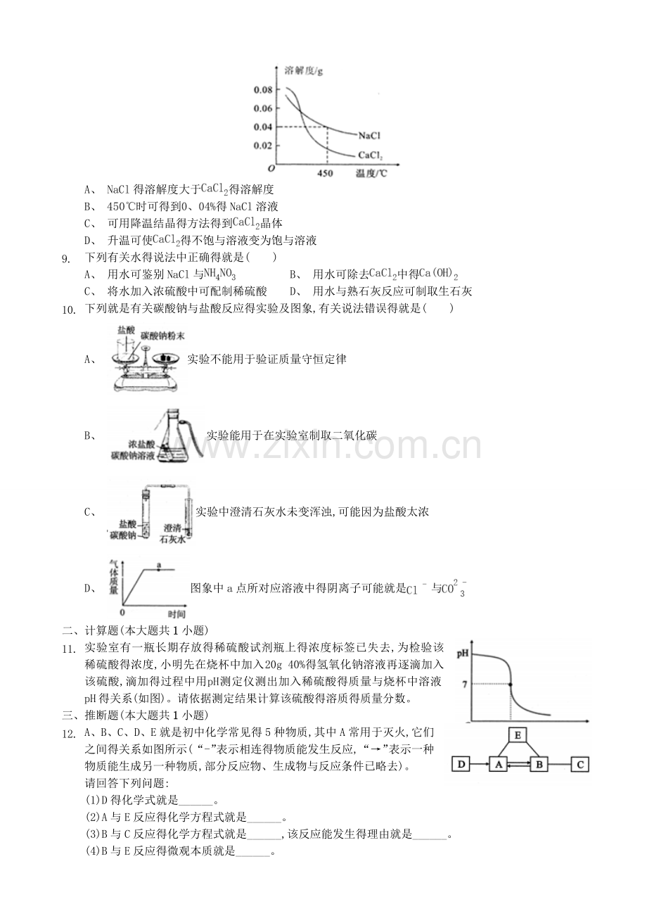 山西省太原市2019年初三毕业班综合测试化学(二)(解析版).doc_第2页