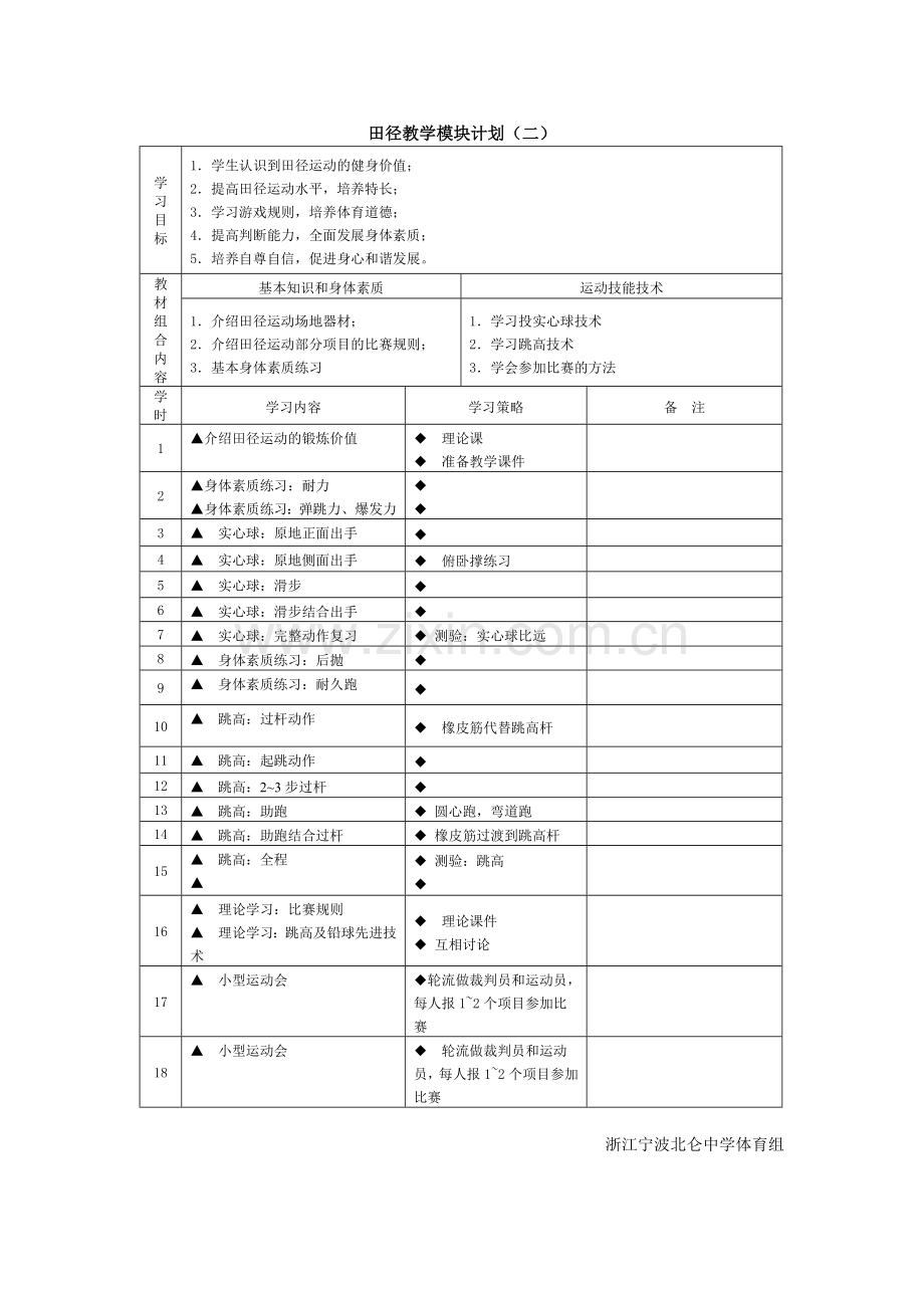 高一年级田径教学模块设计.doc_第2页