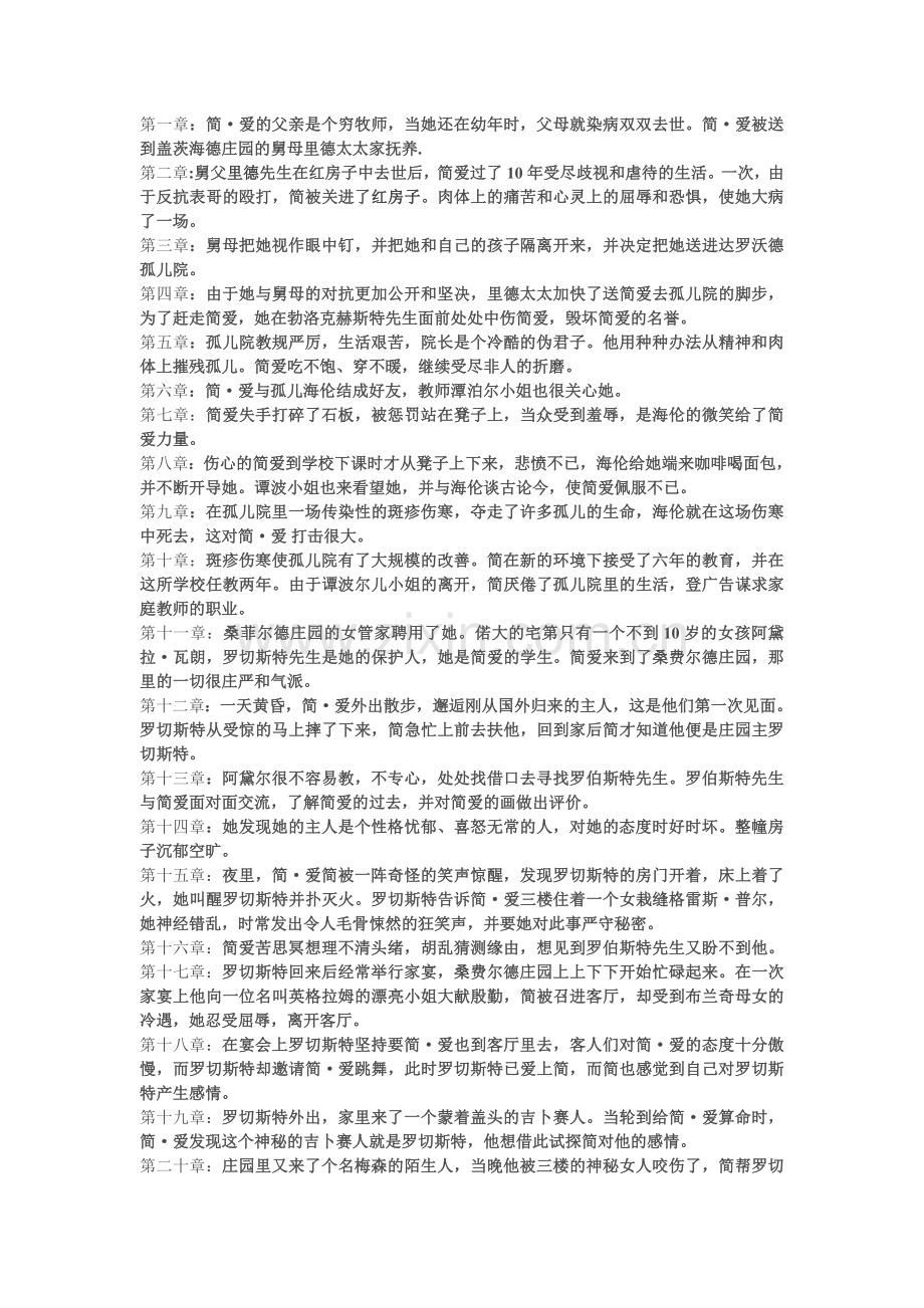 简爱各章节介绍.doc_第1页