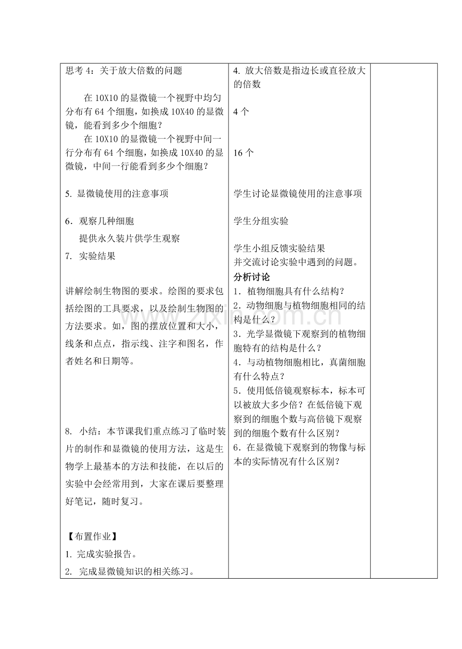 使用高倍显微镜观察几种细胞教案.doc_第2页