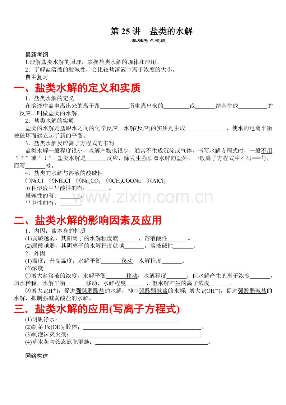 高考专题盐类的水解知识点和经典习题.doc_第1页
