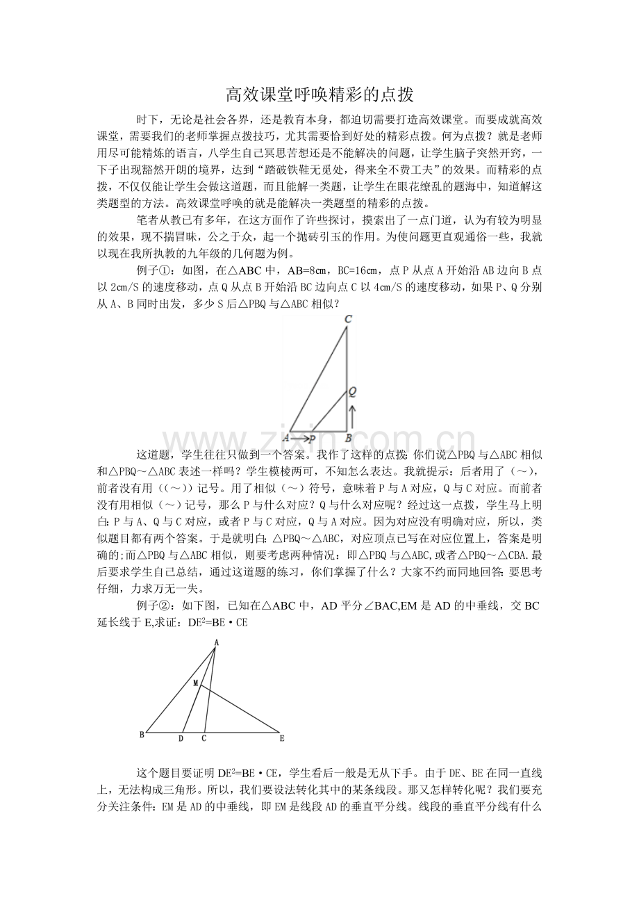 高效课堂呼唤精彩的点拨初稿.doc_第1页