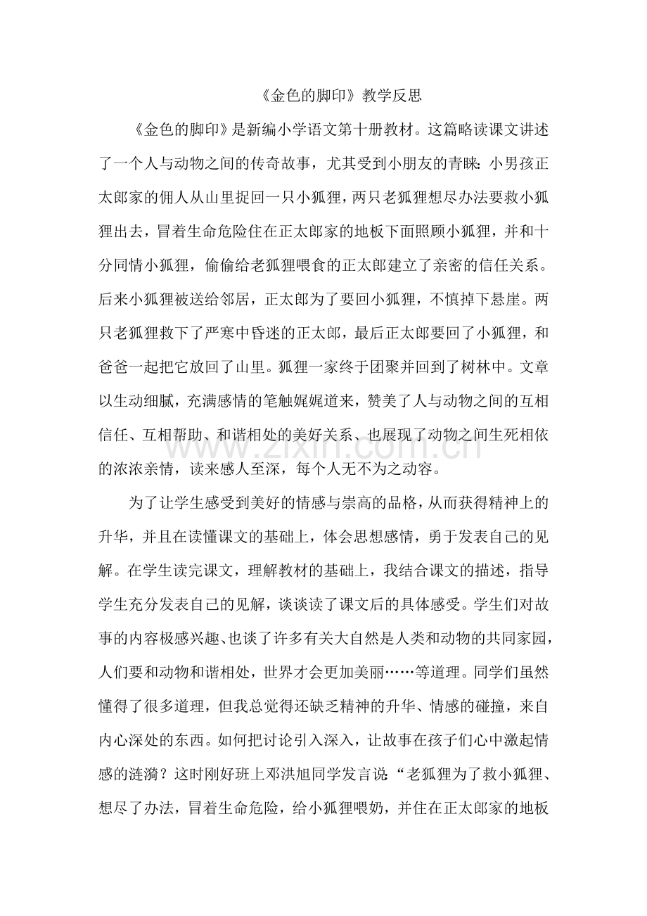 《金色的脚印》教学反思.doc_第1页