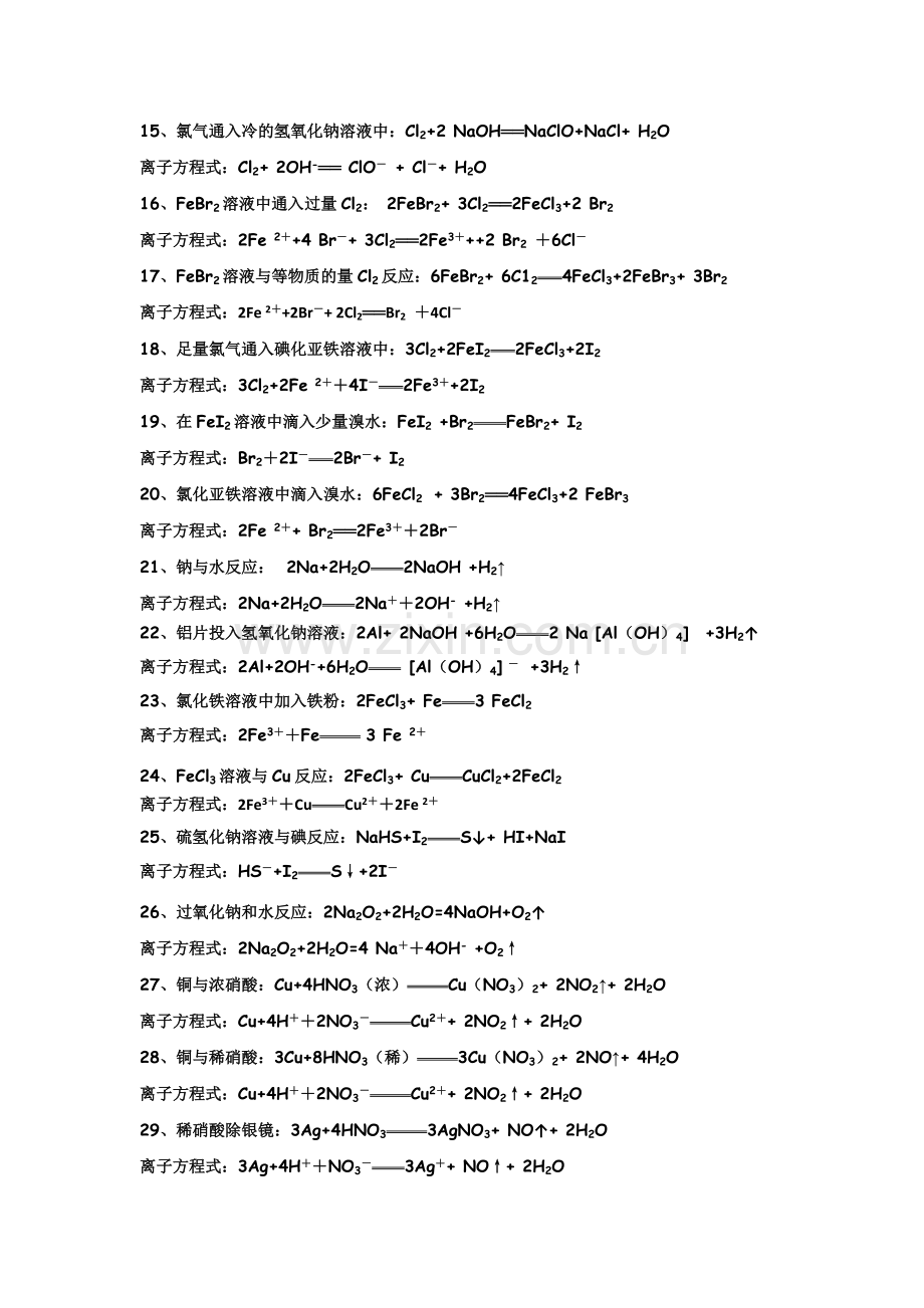 高中化学离子方程式大全.doc_第2页