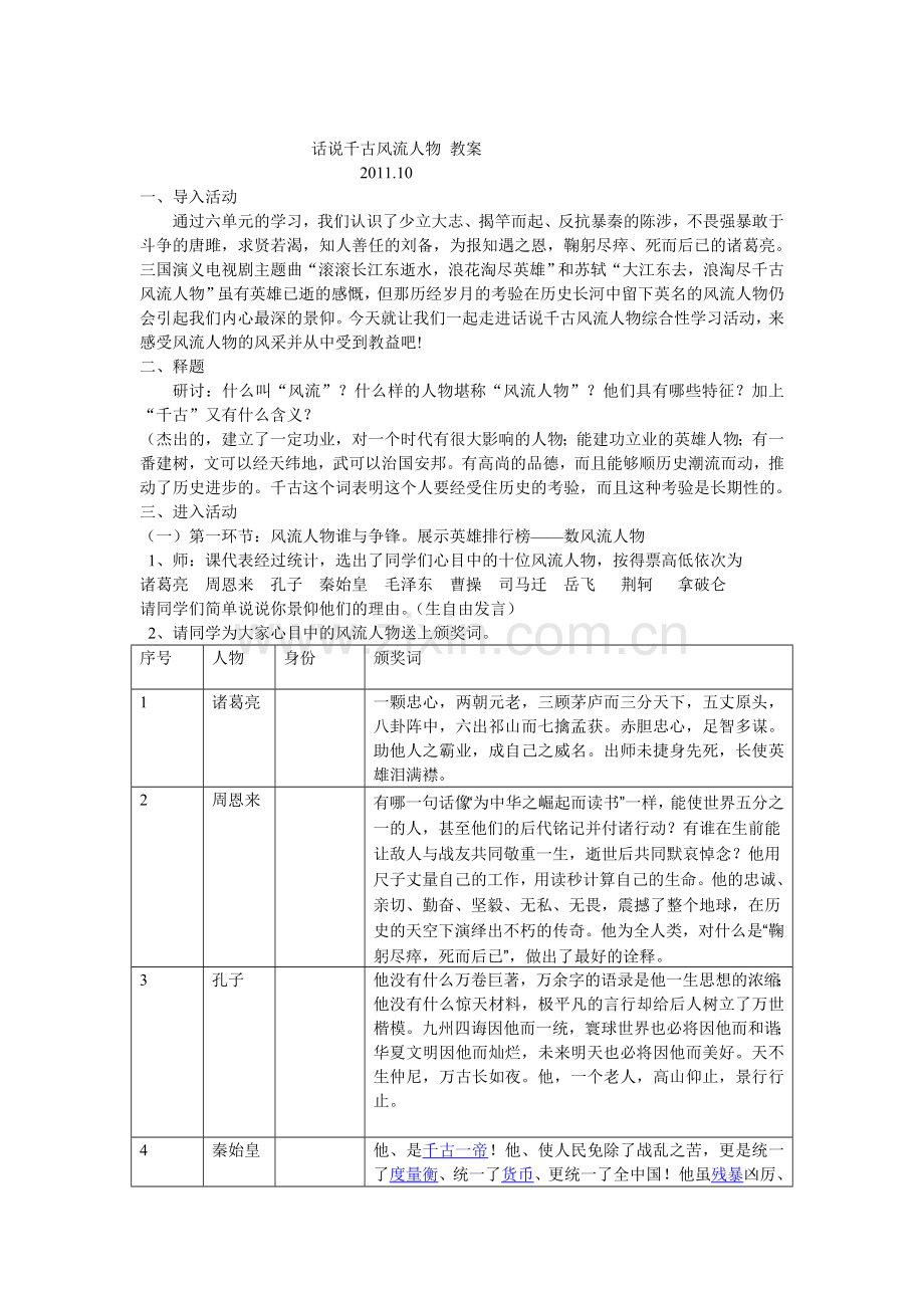 话说千古风流人物教案.doc_第1页