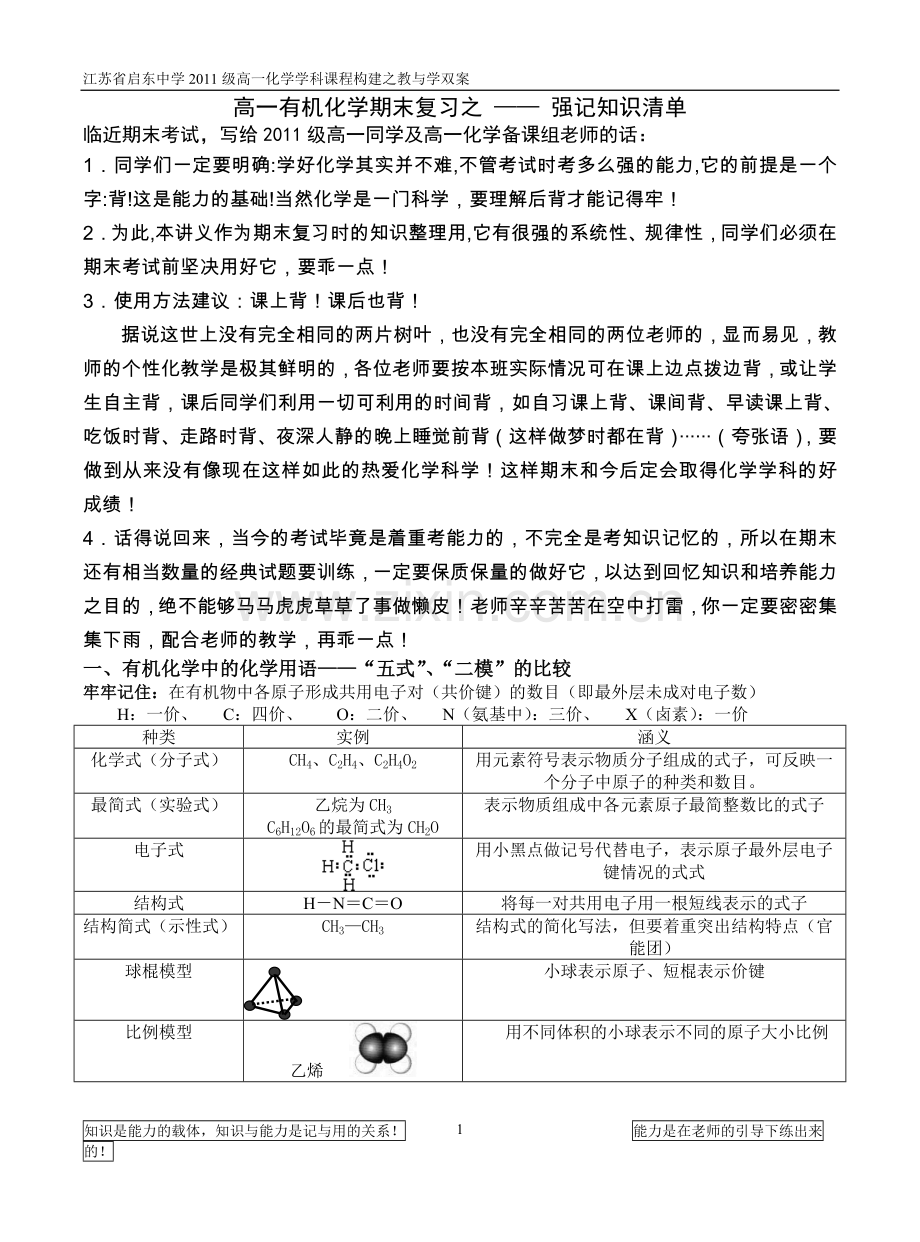 有机化学知识清单.doc_第1页