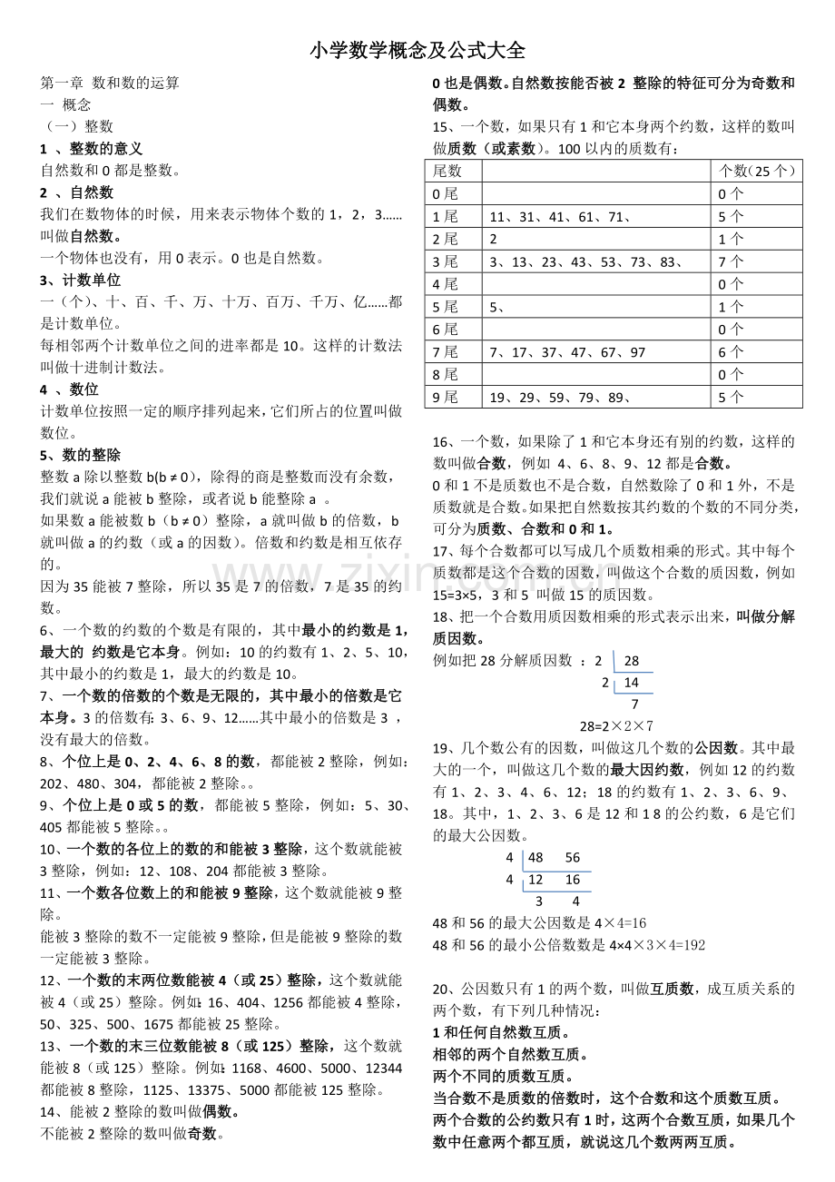 小学数学概念及公式大全.docx_第1页
