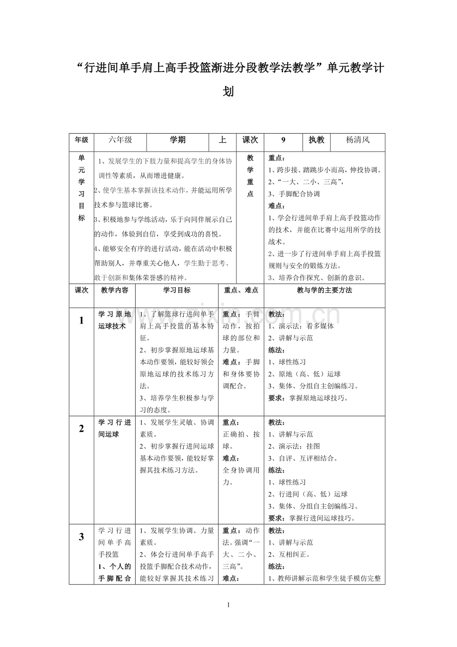 行进间单手肩上高手投篮渐进分段教学法教学.doc_第1页