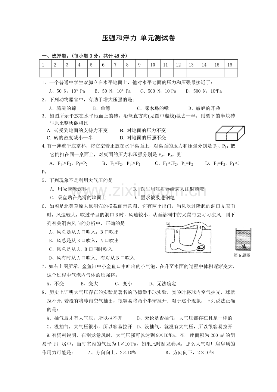 第十章_压强和浮力_单元测试卷.doc_第1页