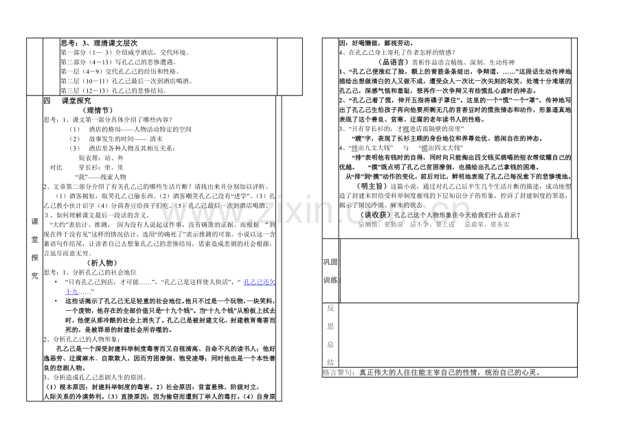 豫灵镇第二初级中学八年级语文学科导学案孔乙己.doc_第2页