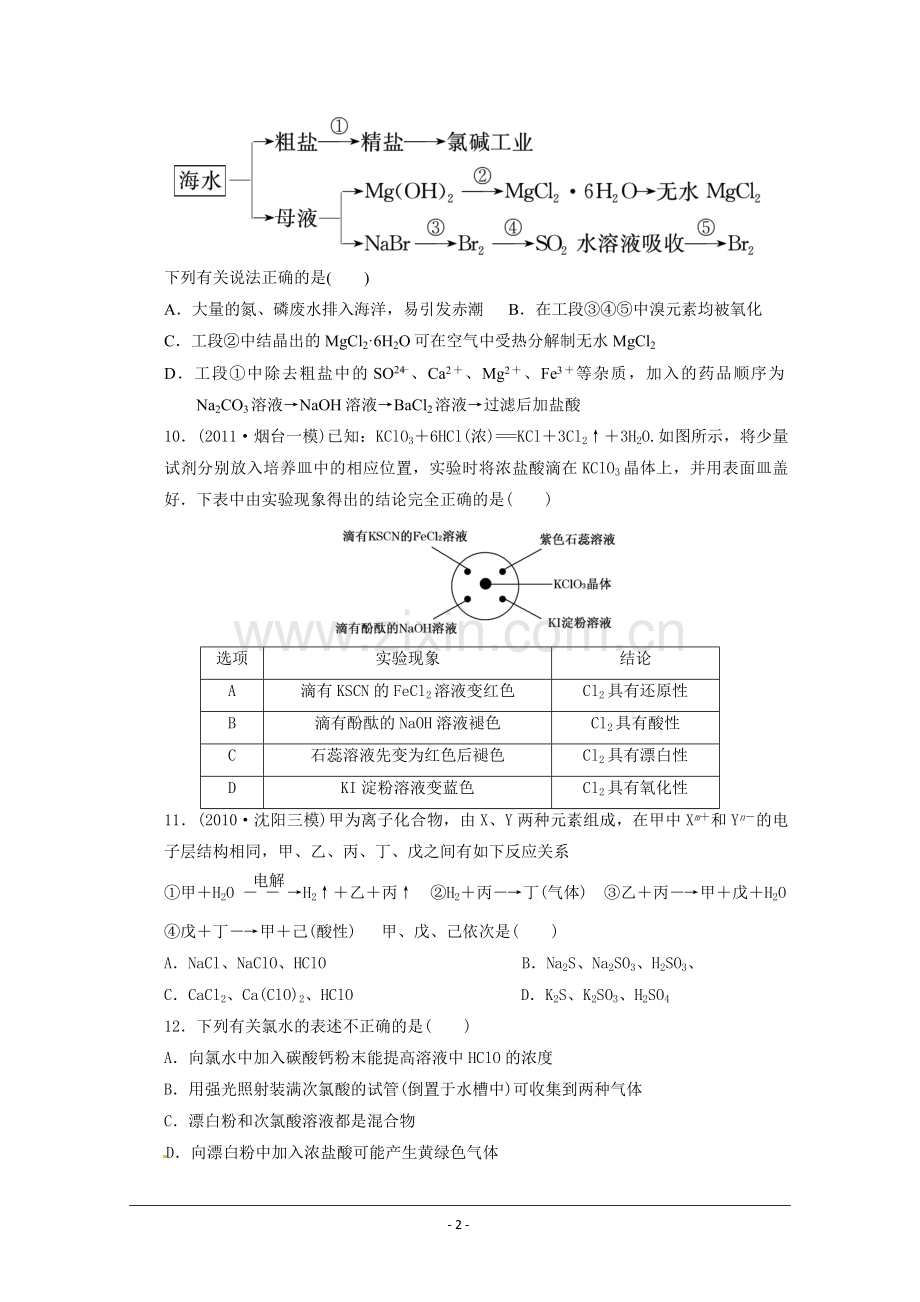 高三化学一轮复习氯及其化合物____习题.doc_第2页