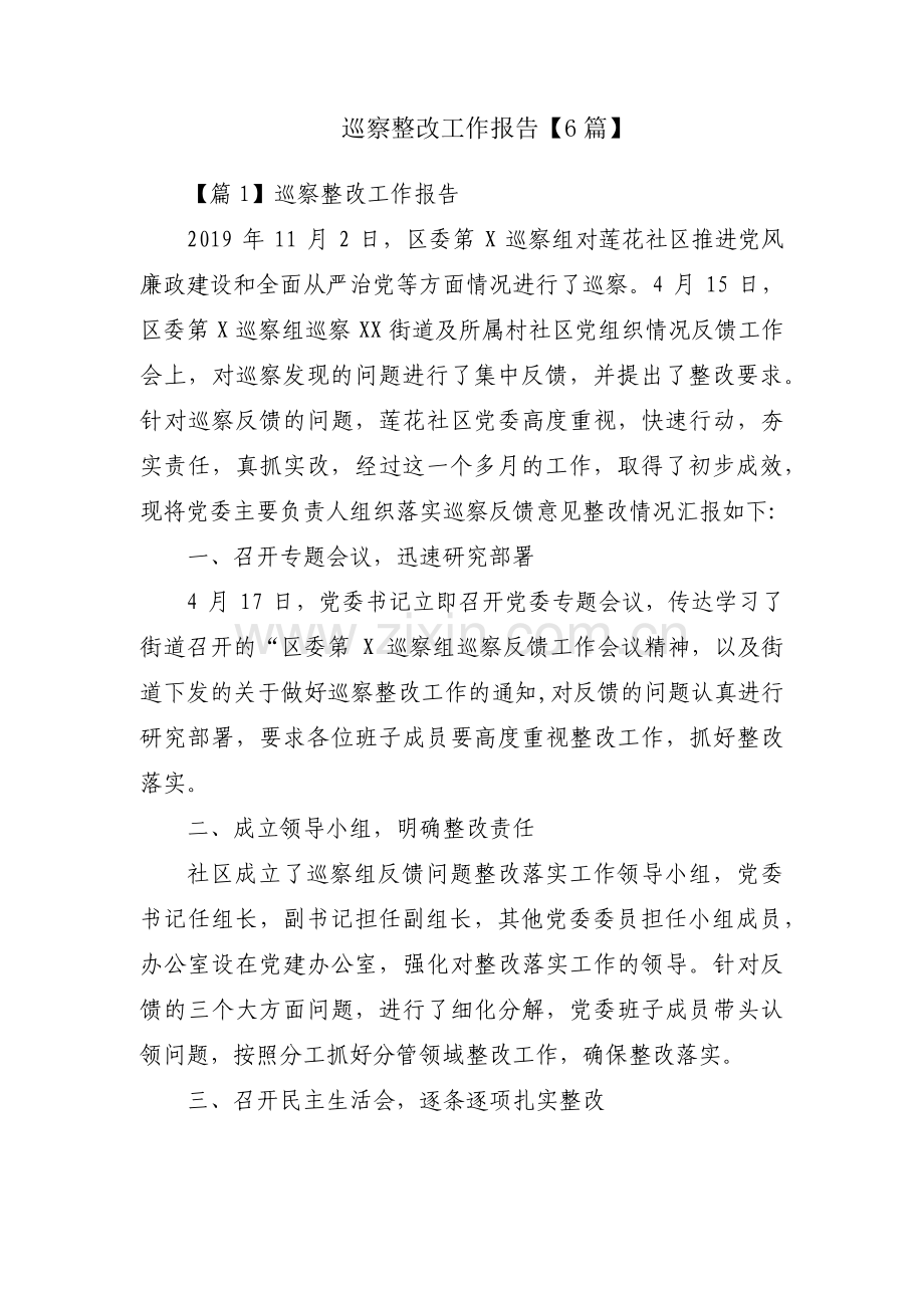 巡察整改工作报告【6篇】.pdf_第1页