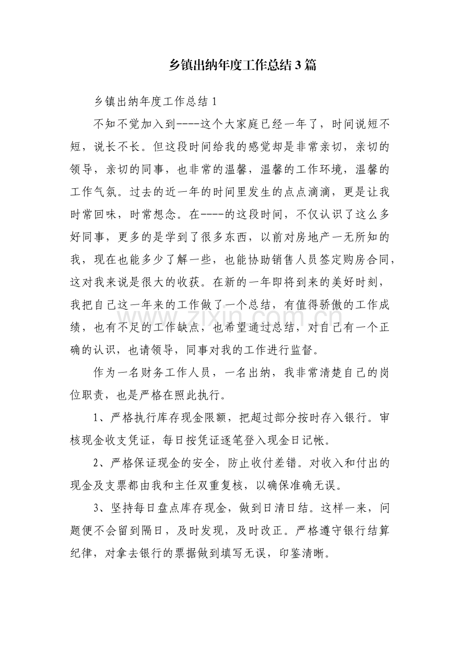 乡镇出纳年度工作总结3篇.pdf_第1页