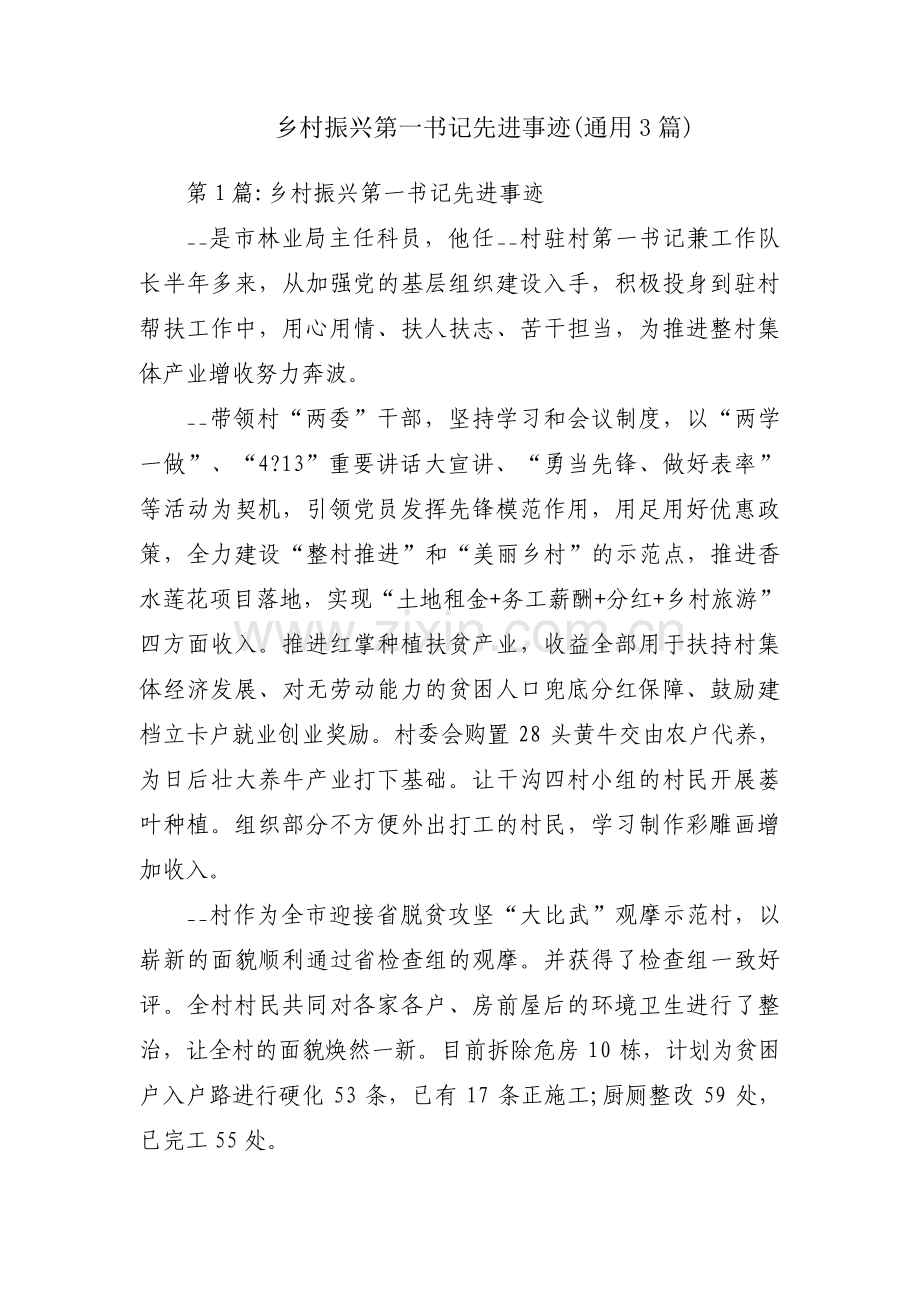 乡村振兴第一书记先进事迹(通用3篇).pdf_第1页