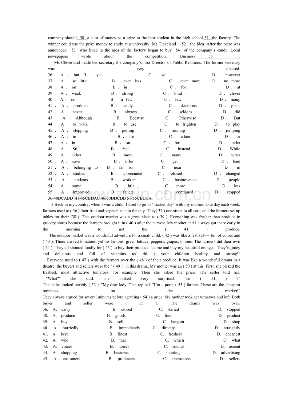 英语完形（高二）.doc_第2页