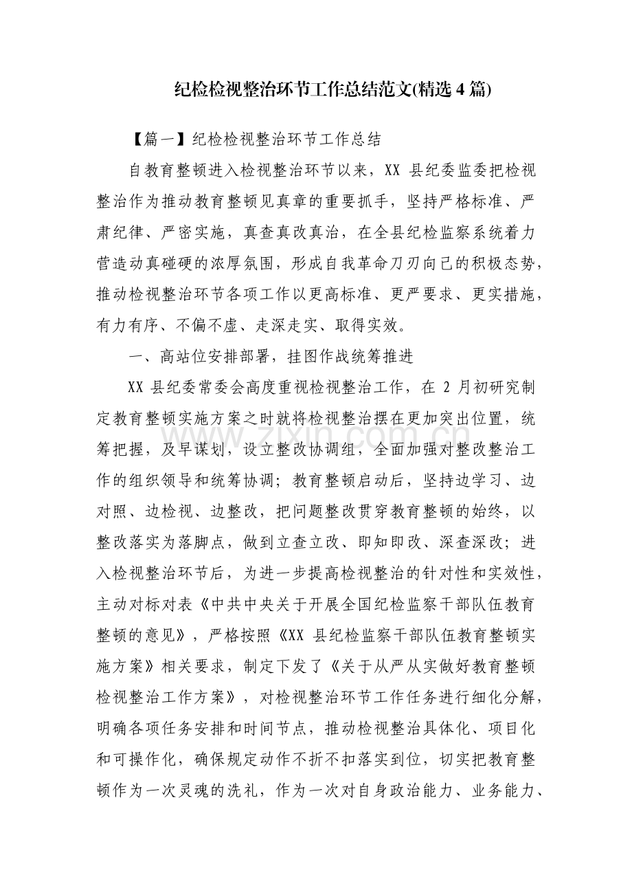 纪检检视整治环节工作总结范文(4篇).pdf_第1页