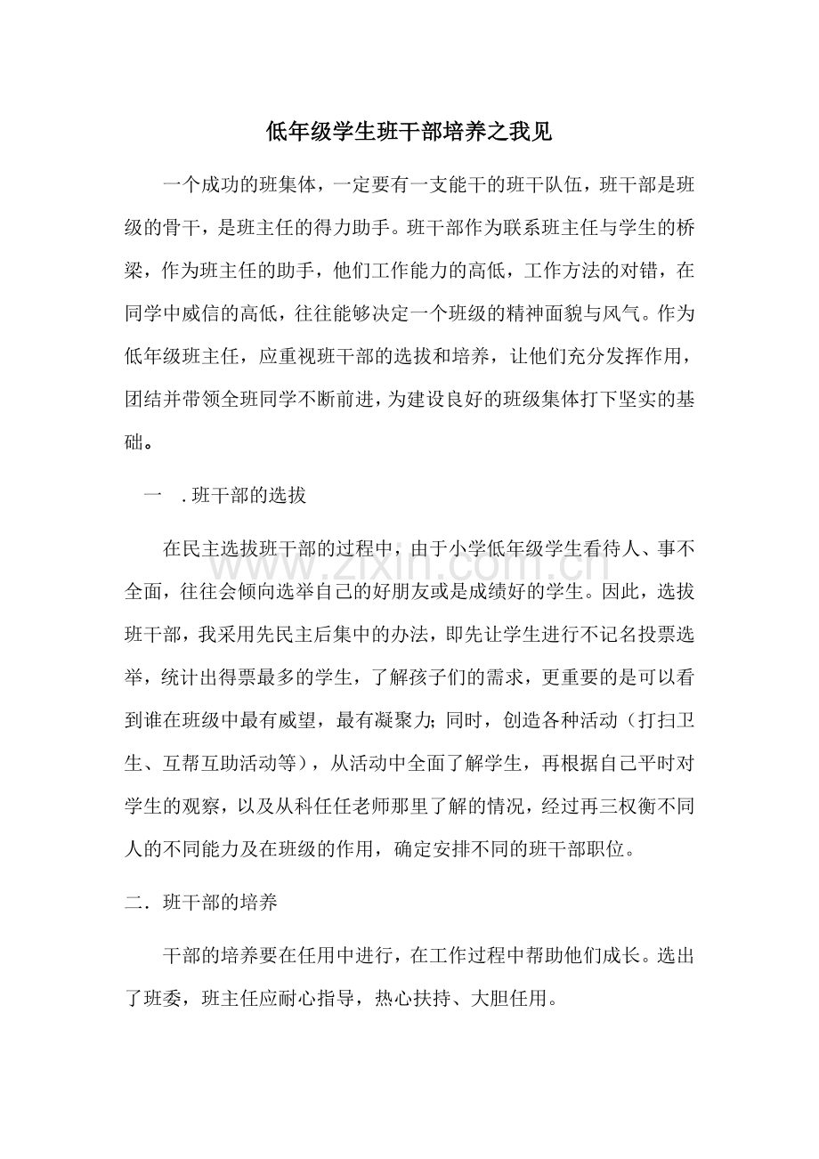 低年级学生班干部培养之我见.doc_第1页
