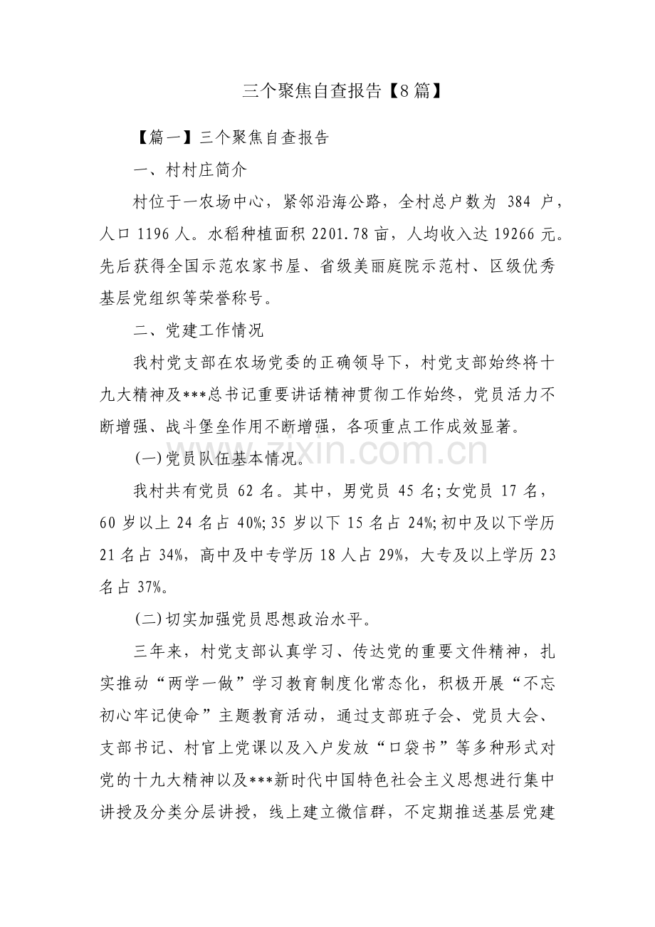 三个聚焦自查报告【8篇】.pdf_第1页