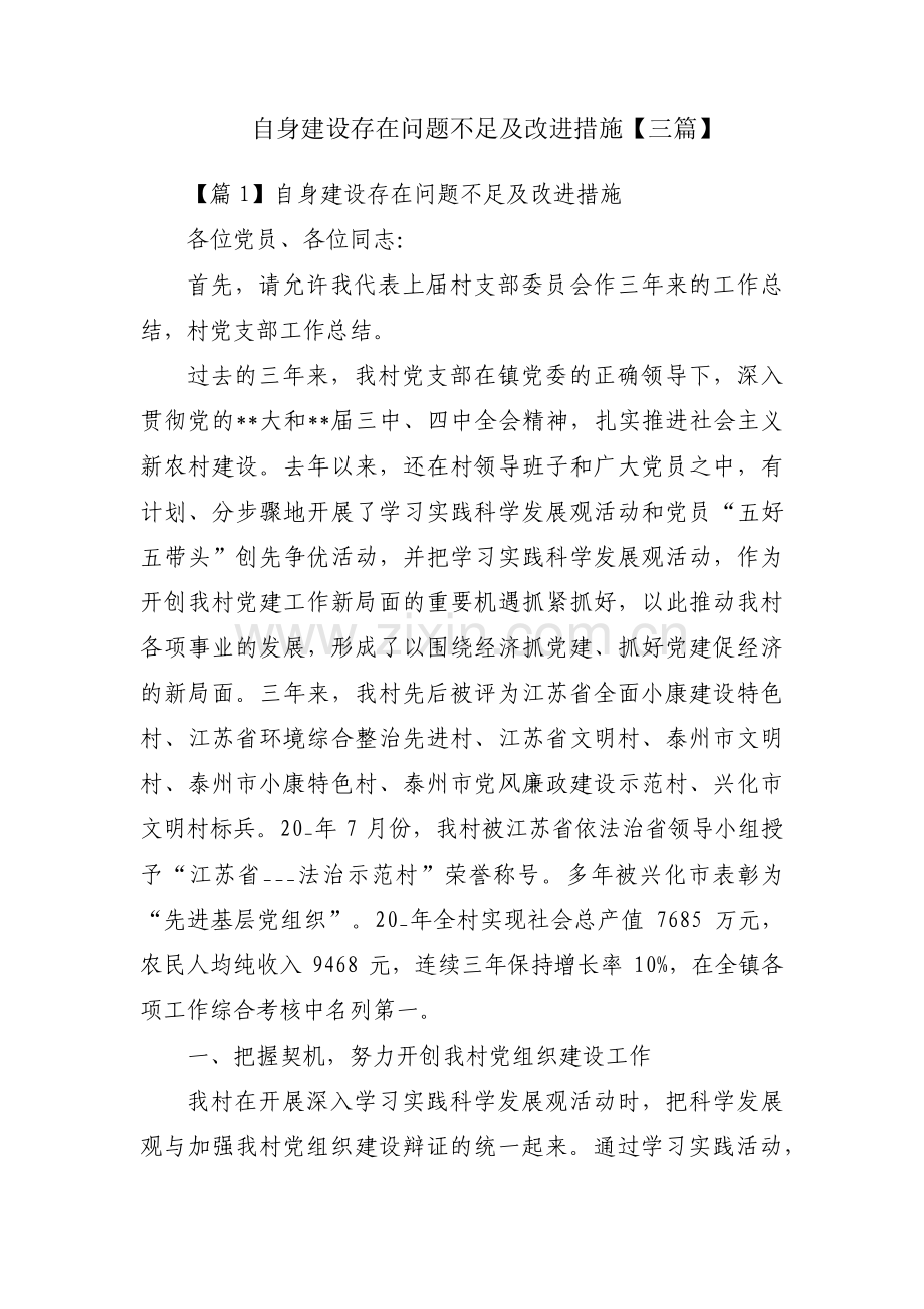 自身建设存在问题不足及改进措施【三篇】.pdf_第1页