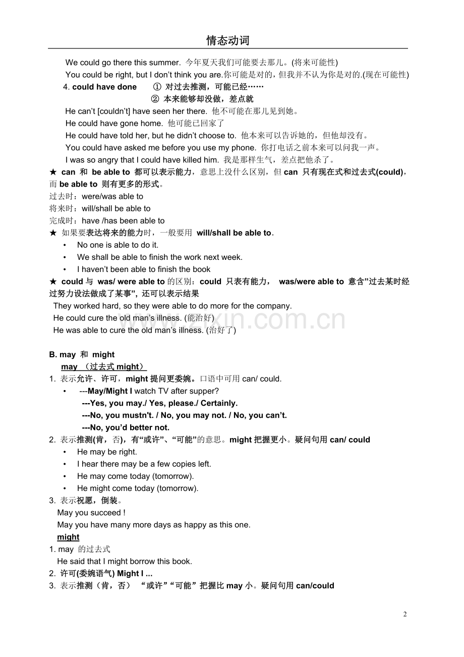 情态动词（高一新课讲解）.doc_第2页