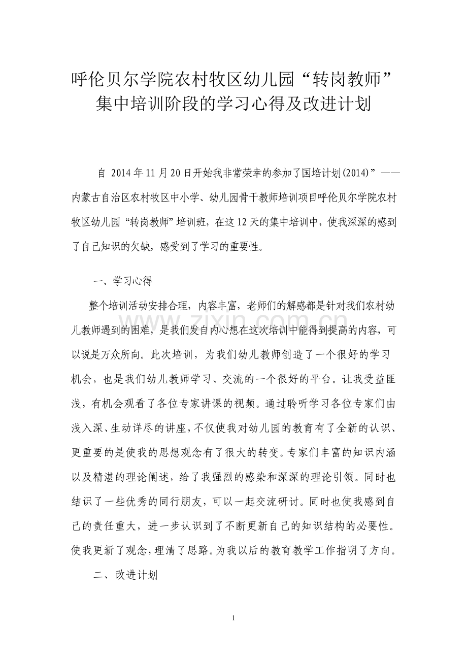 学习心得及改进计划.doc_第1页