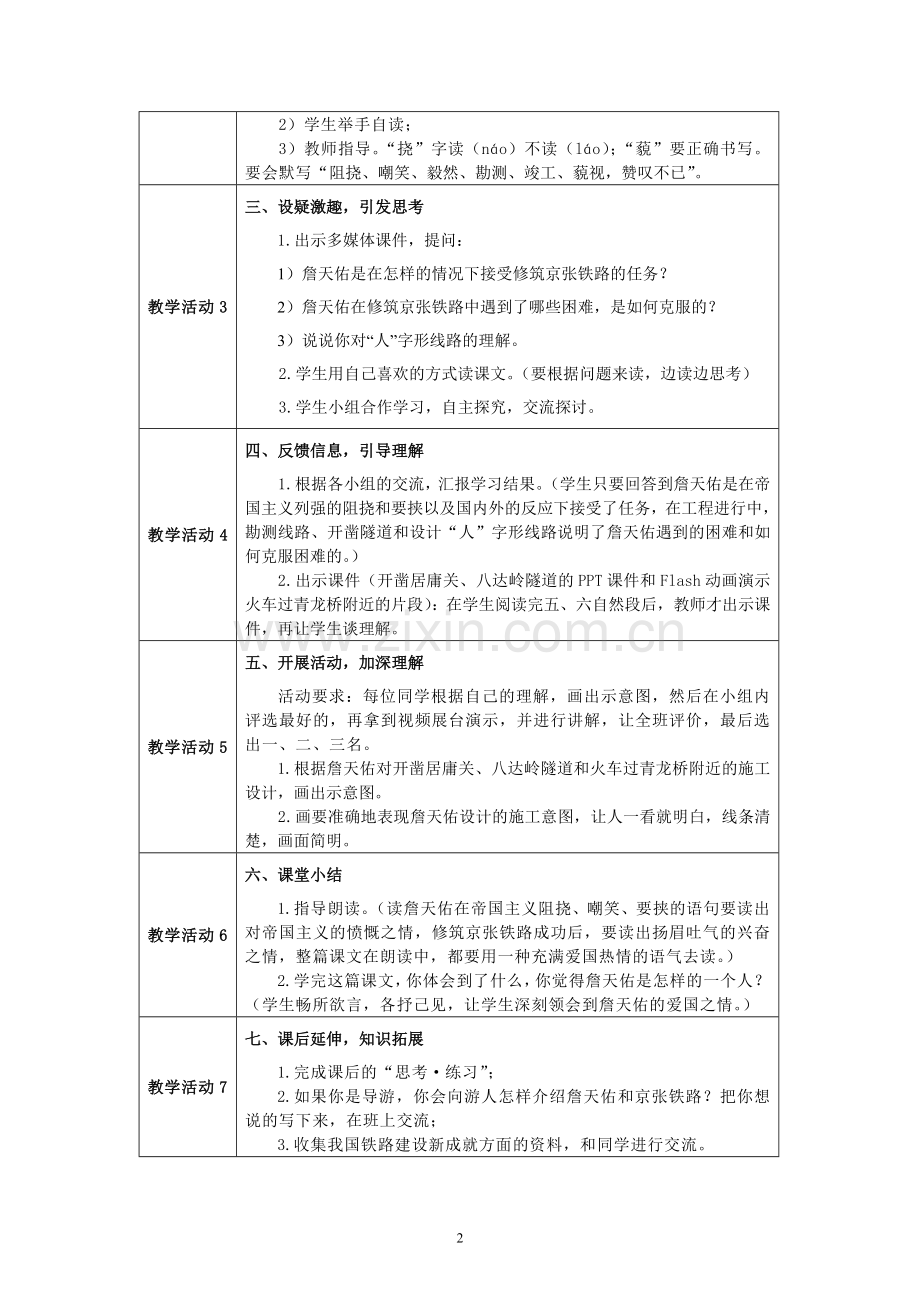 《詹天佑》教学设计方案.doc_第2页