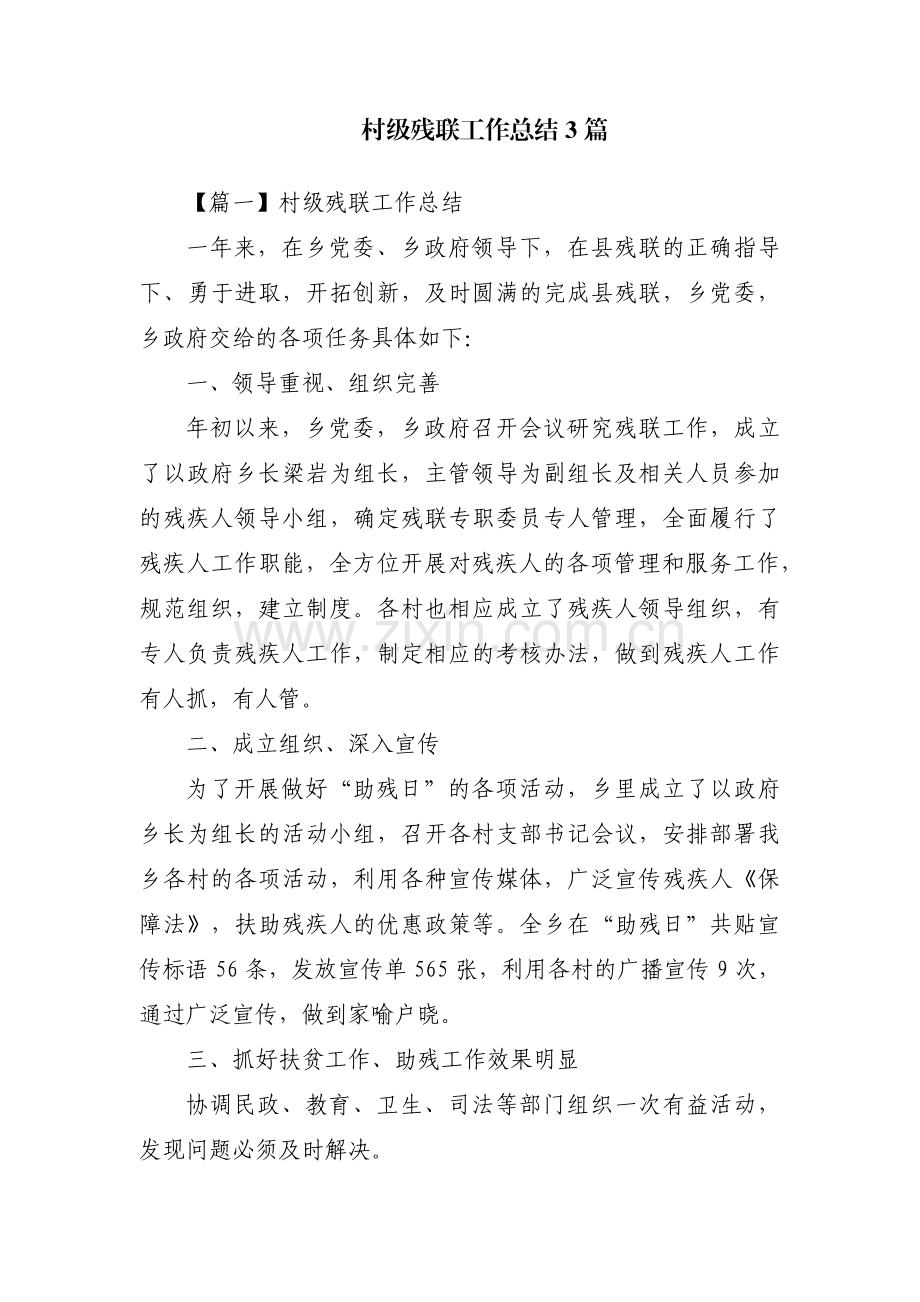 村级残联工作总结3篇.pdf_第1页