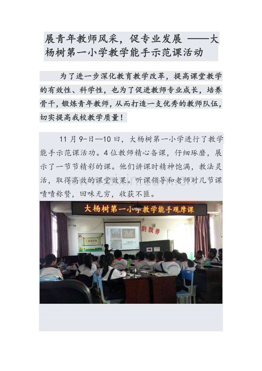 展青年教师风采促专业发展——大杨树第一小学教学能手示范课活动.doc_第1页