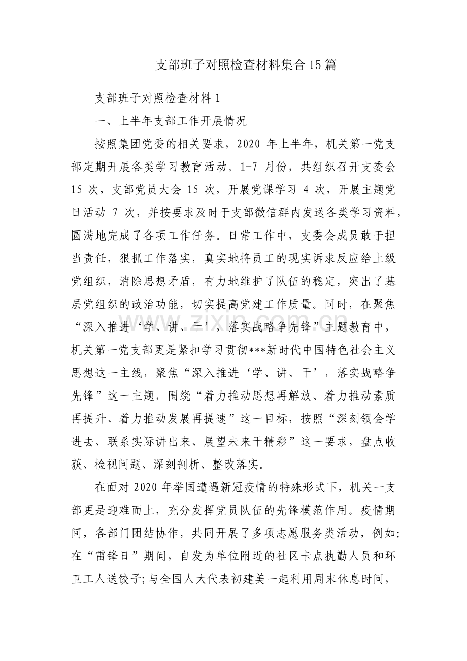 支部班子对照检查材料集合15篇.pdf_第1页