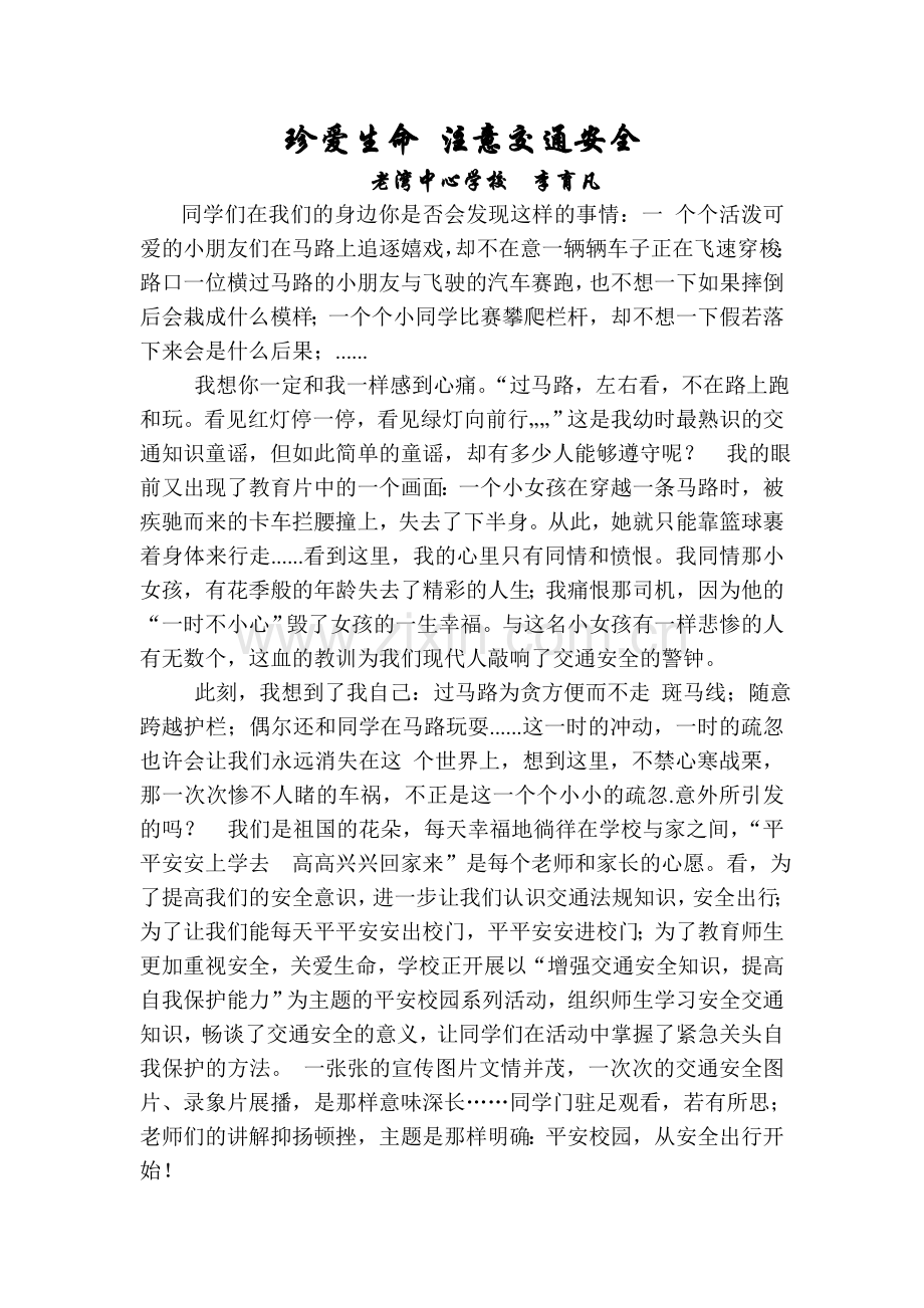 珍爱生命注意交通安全.doc_第1页