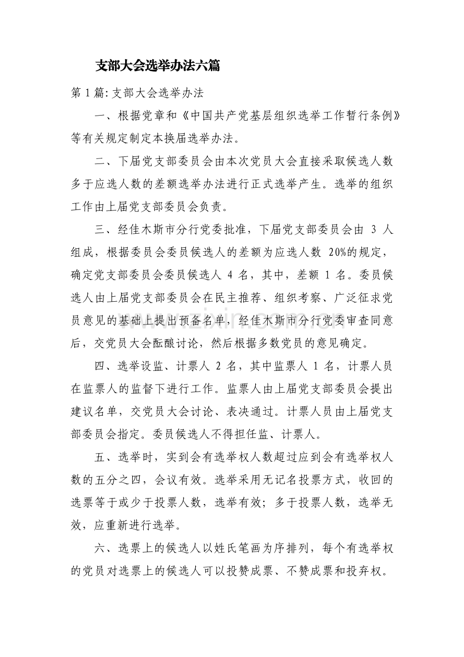 支部大会选举办法六篇.pdf_第1页
