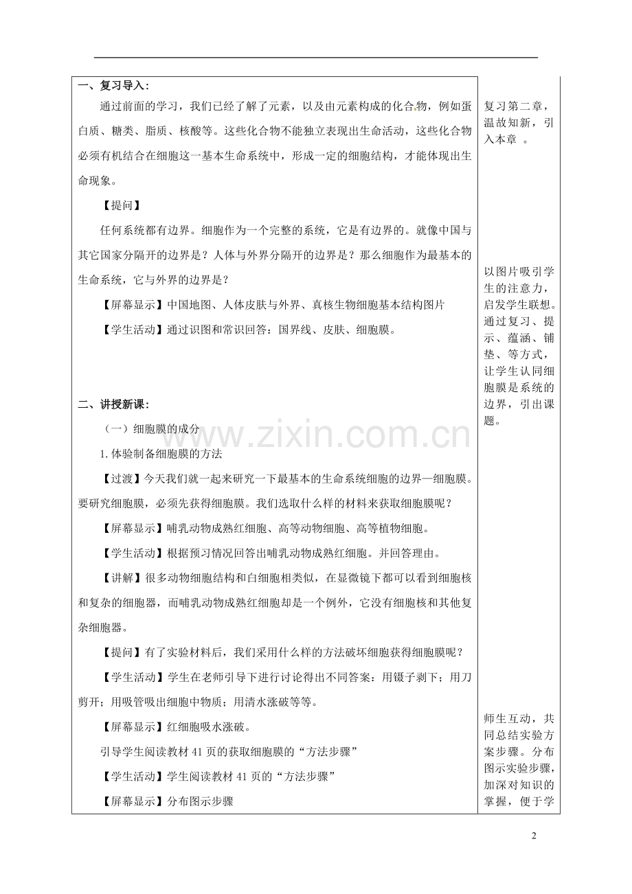 细胞膜—系统的边界+教案.doc_第2页