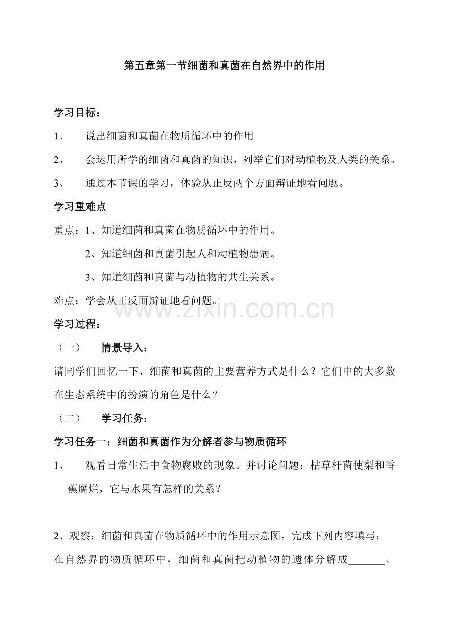 细菌和真菌作用教案.doc_第1页