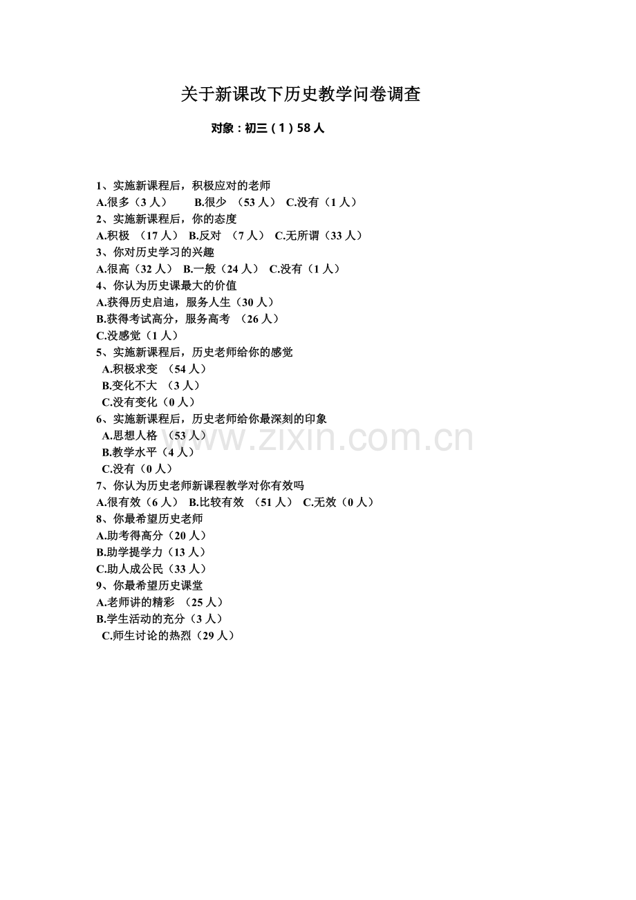 关于新课改下历史教学调查.doc_第1页