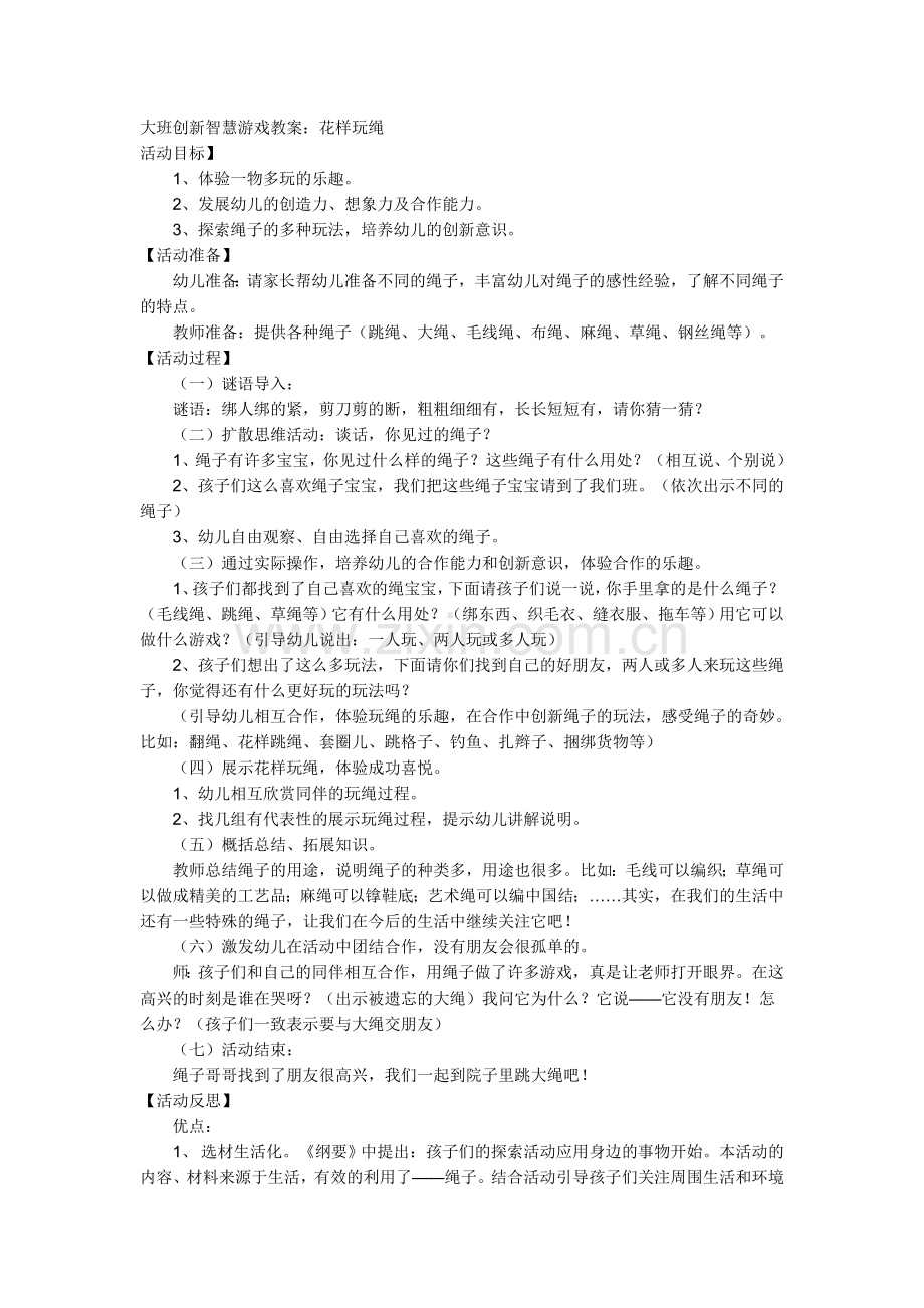 大班创新智慧游戏教案.doc_第1页