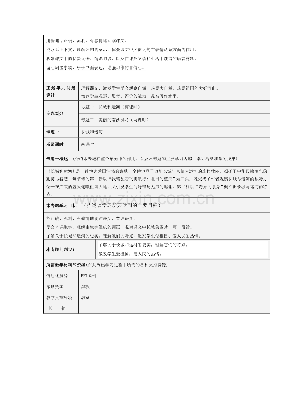 《祖国大好河山景色美》主题单元设计.doc_第2页