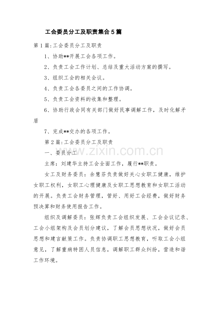 工会委员分工及职责集合5篇.pdf_第1页