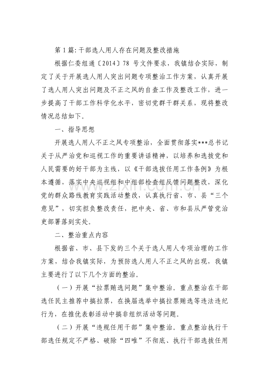 干部选人用人存在问题及整改措施集合9篇.pdf_第1页