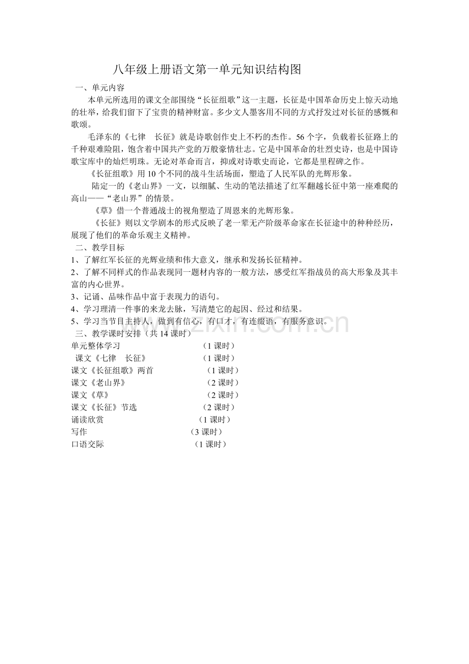 八年级上册语文第一单元知识结构图.doc_第1页