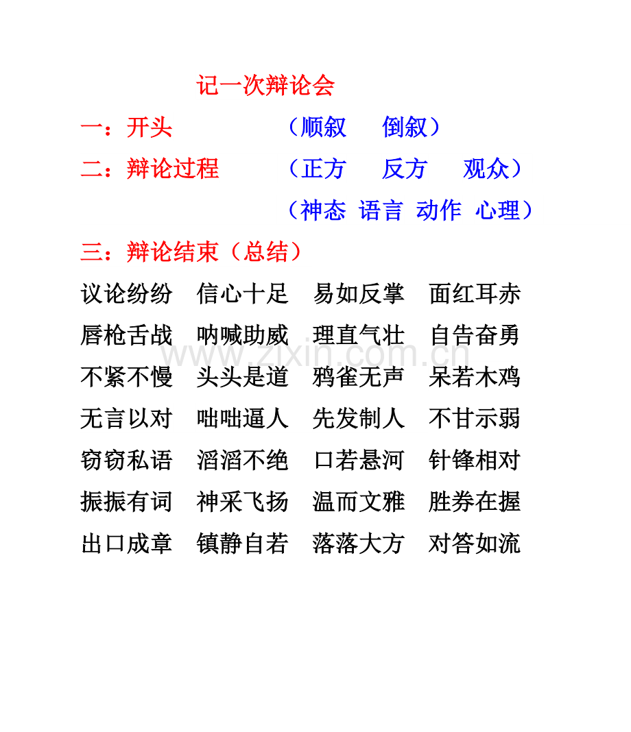 记一次辩论会可用词语.doc_第1页