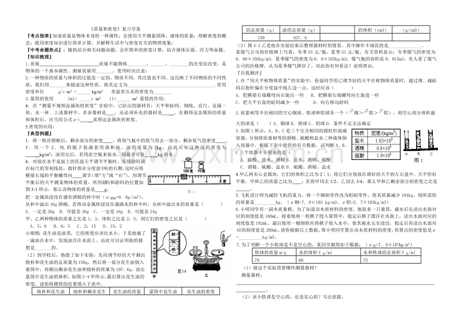 《质量和密度》复习学案.doc_第1页