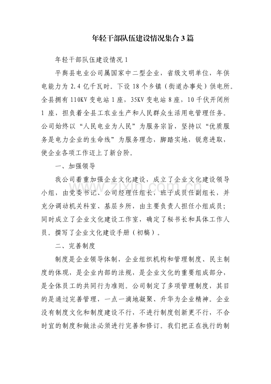 年轻干部队伍建设情况集合3篇.pdf_第1页