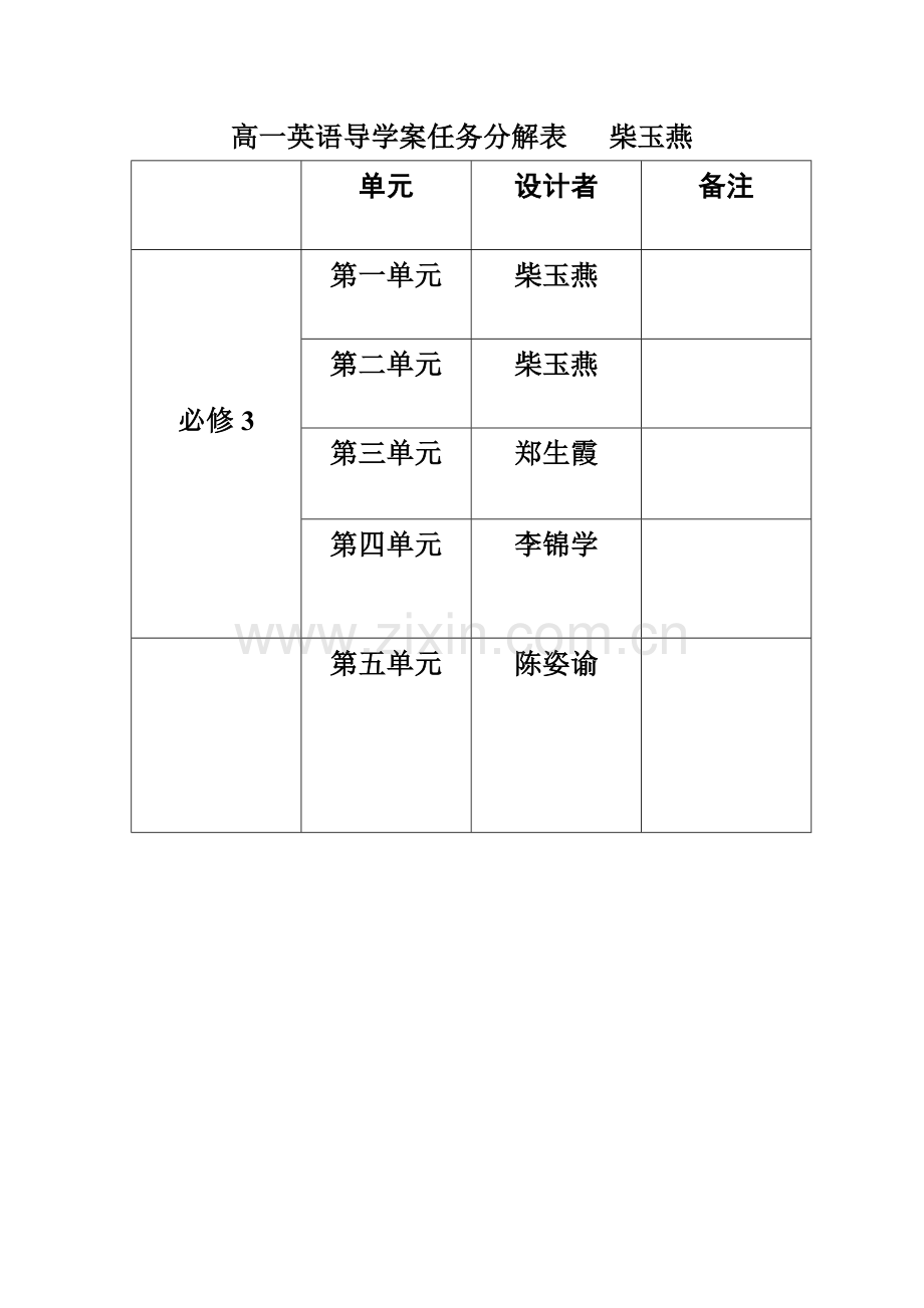 高一英语导学案任务分解表文档.doc_第1页