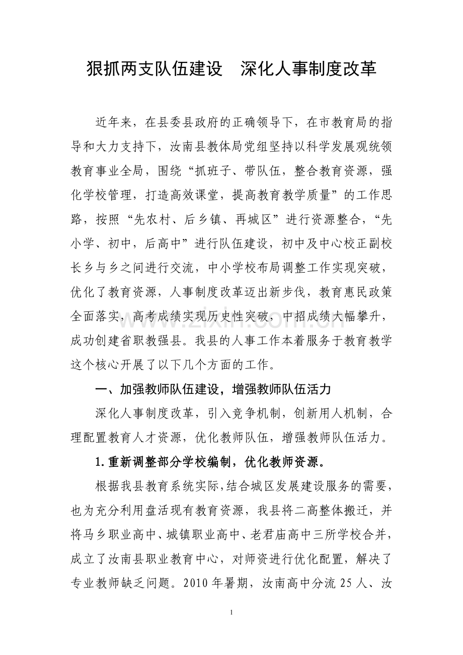 狠抓两支队伍建设深化人事制度改革.doc_第1页