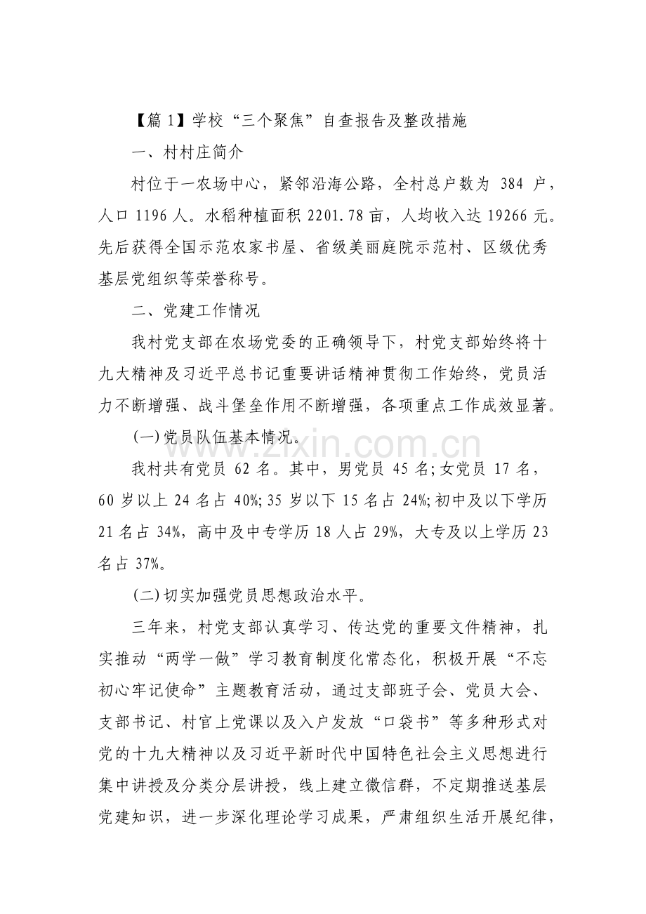 关于学校“三个聚焦”自查报告及整改措施【三篇】.pdf_第1页