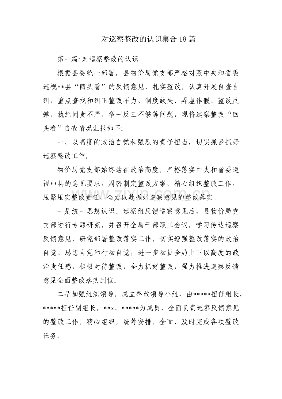对巡察整改的认识集合18篇.pdf_第1页